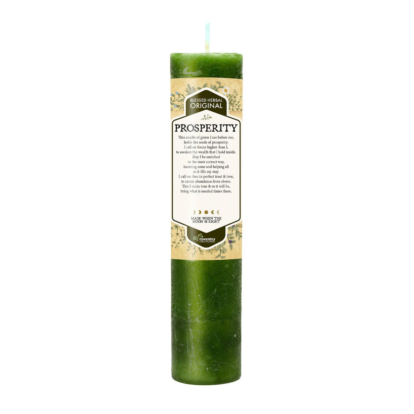 Coventry Creations Blessed Herbal Prosperity Green Pillar Candle