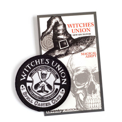 Coventry Creations Witches Union- Magical Adept Membership Patch with witch hat and skull in background
