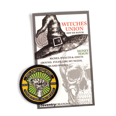 Coventry Creations Witches Union- Magical Adept Money Magic Patch with witch hat and skull in background