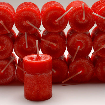 Coventry Creations Blessed Herbal Attraction/Love Power Votive Red Candles stacked with one candle in front