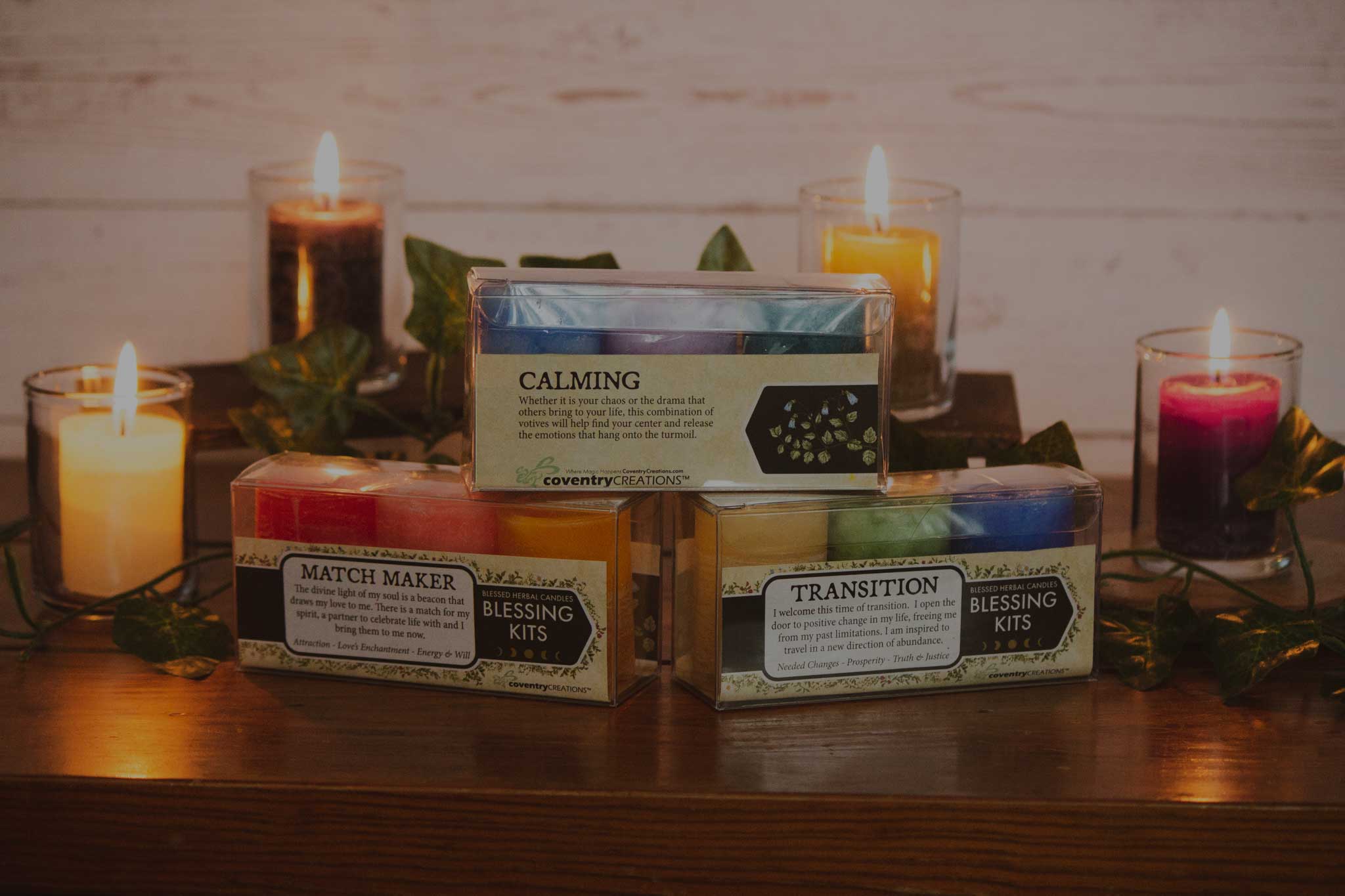 Coventry Creations Match Maker, Transition, Calming Blessing Kits with Votives lit