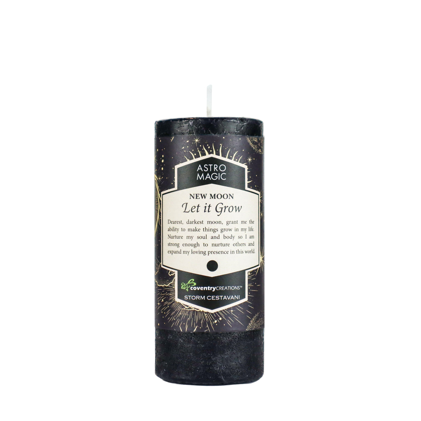 Coventry Creations Astro Magic New Moon- Let It Grow Black candle 