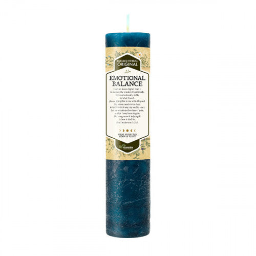 Coventry Creations Blessed Herbal Emotional Balance Deep Turquoise Pillar Candle