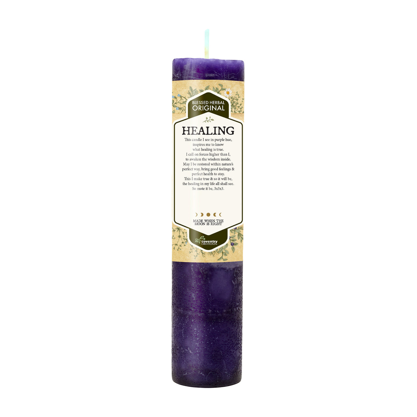 Coventry Creations Blessed Herbal Healing Spiritual Purple Pillar Candle