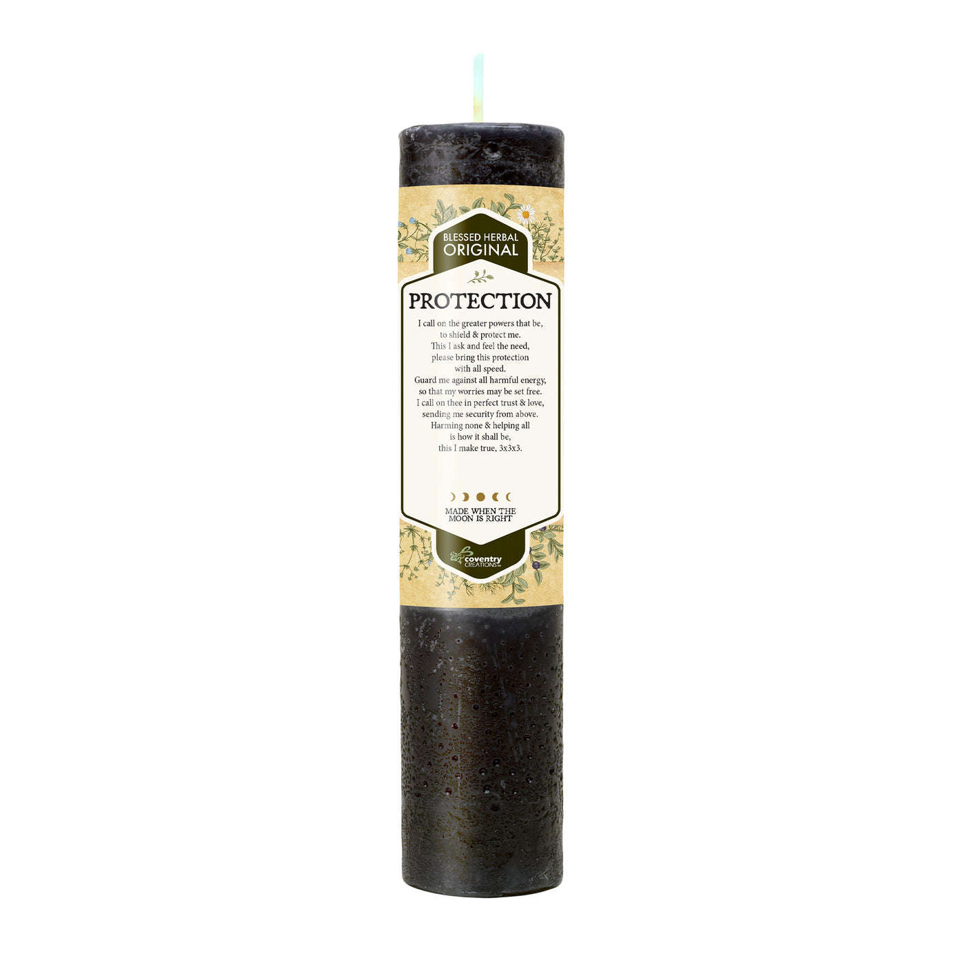 Coventry Creations Blessed Herbal Protection Black Pillar Candle