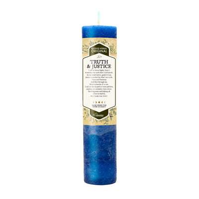 Coventry Creations Blessed Herbal Truth and Justice Brilliant Blue Pillar Candle