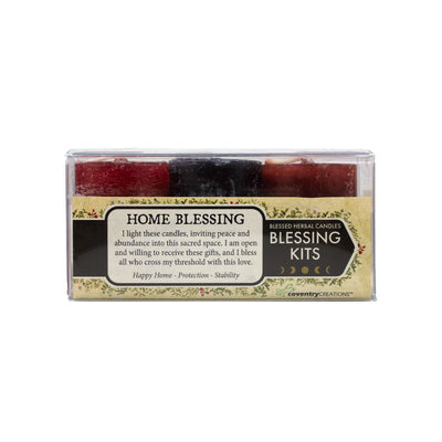 Coventry Creations Home Blessing Kit. Brick Red Happy Home Votvie, Black Protection Votive, and Brown Stability Votive