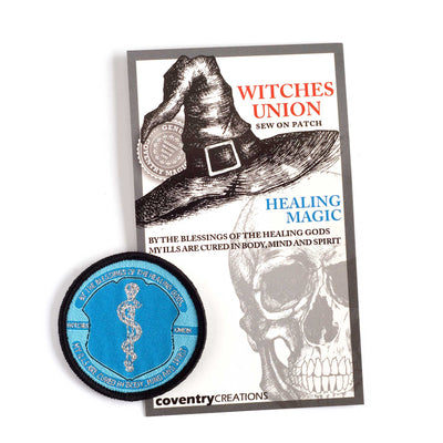 Coventry Creations Witches Union- Magical Adept Healing Magic Patch with witch hat and skull in background