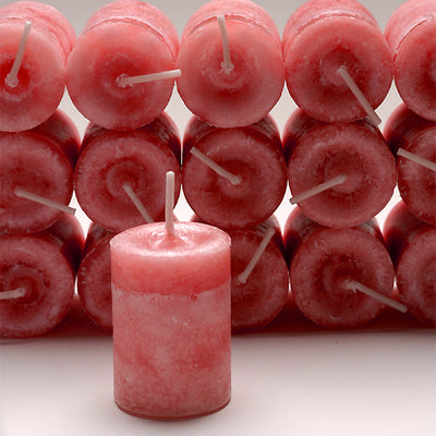 Coventry Creations Blessed Herbal Love’s Enchantment Power Votive Pink candles stacked with one candle in front