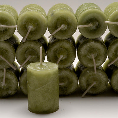Coventry Creations Blessed Herbal Money Draw Power Votive Money Green candles stacked with one candle in front